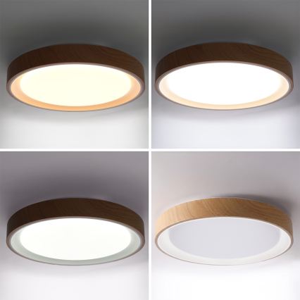 Brilagi - Plafoniera LED dimmerabile FLOCO LED/48W/230V Ø 40 cm finitura effetto legno/bianco + telecomando incluso