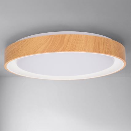 Brilagi - Plafoniera LED dimmerabile FLOCO LED/48W/230V Ø 40 cm finitura effetto legno/bianco + telecomando incluso