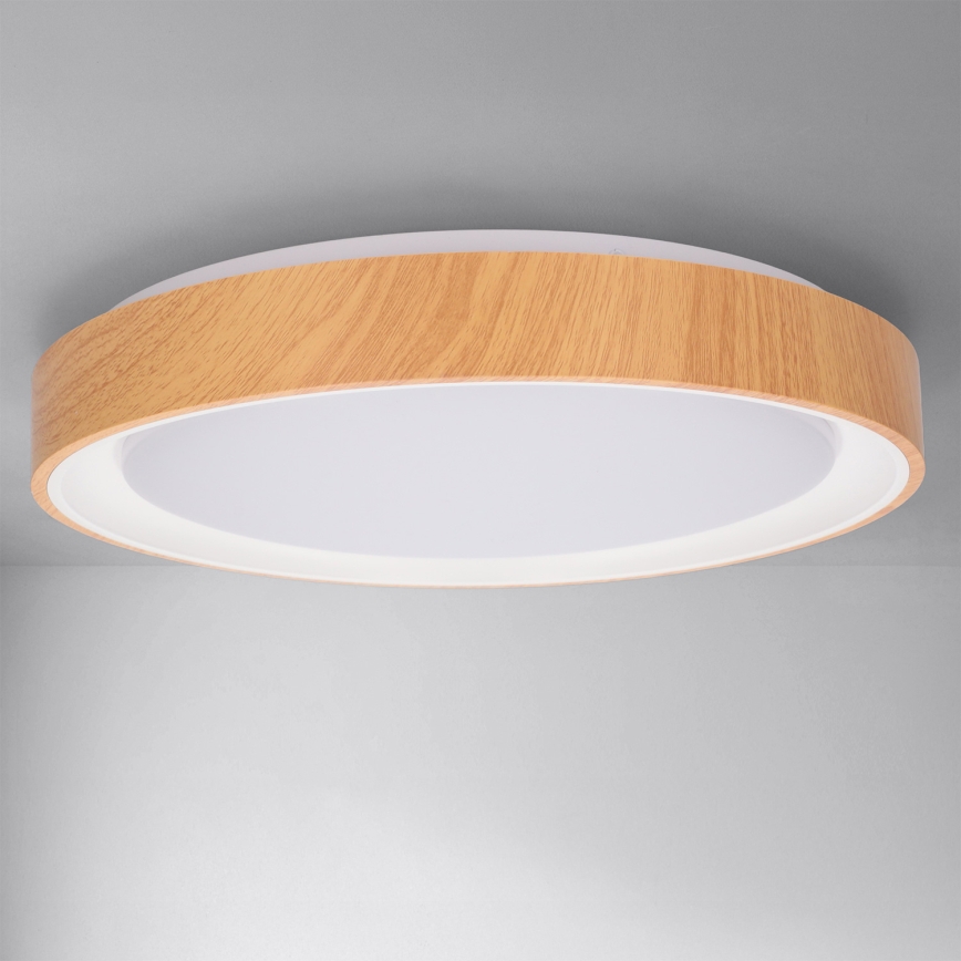 Brilagi - Plafoniera LED dimmerabile FLOCO LED/48W/230V Ø 40 cm finitura effetto legno/bianco + telecomando incluso