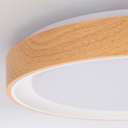 Brilagi - Plafoniera LED dimmerabile FLOCO LED/48W/230V Ø 40 cm finitura effetto legno/bianco + telecomando incluso