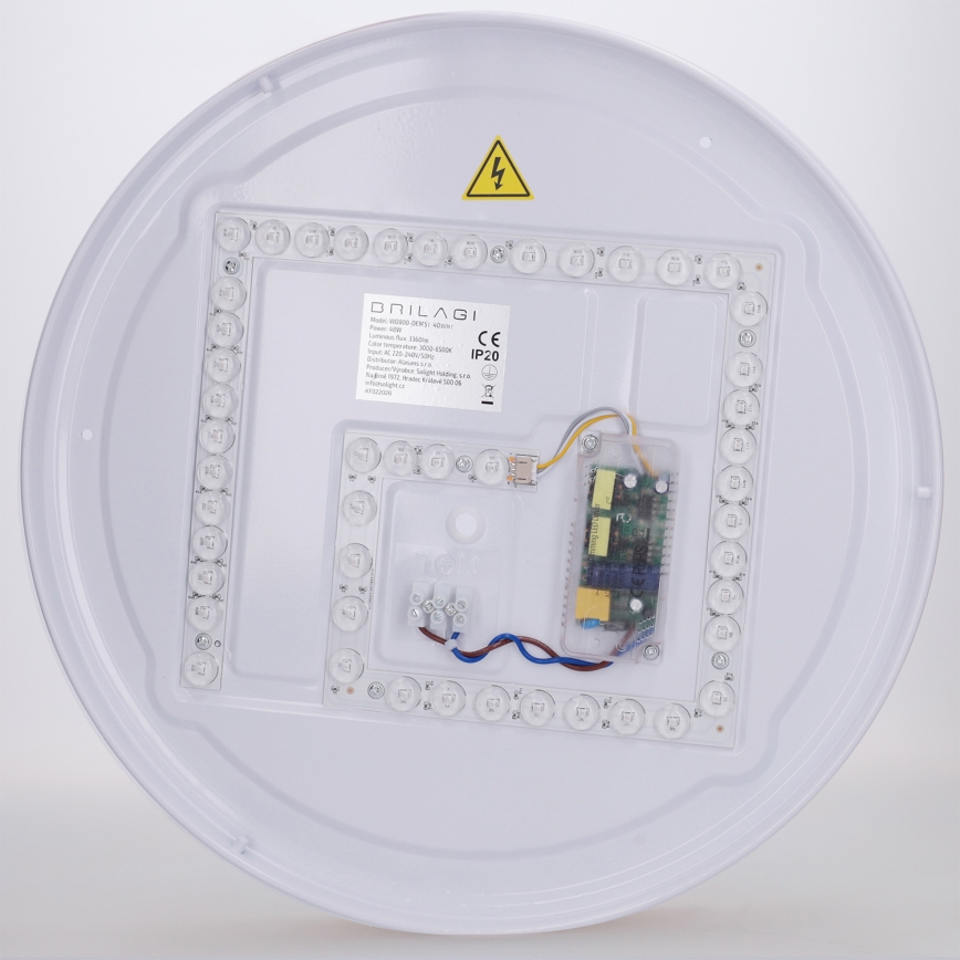 Brilagi - Plafoniera LED dimmerabile FLOCO LED/48W/230V Ø 40 cm finitura effetto legno/bianco + telecomando incluso