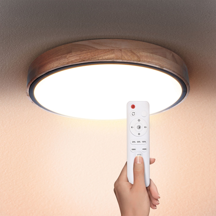 Brilagi - Plafoniera dimmerabile a LED GLORIA LED/48W/230V 3000-6500K rovere Ø 40 cm + telecomando