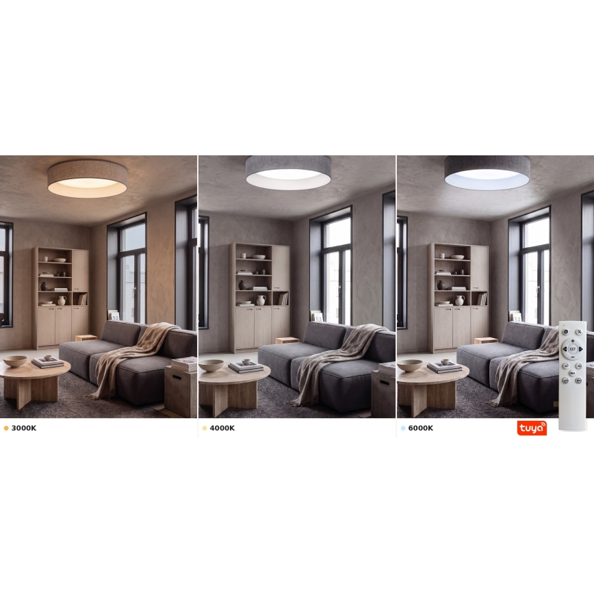 Brilagi - Plafoniera dimmerabile a LED VELVET SMARTIX STARS LED/24W/230V 3000-6000K diam. 45 cm grigio Wi-Fi Tuya Beacon + telecomando