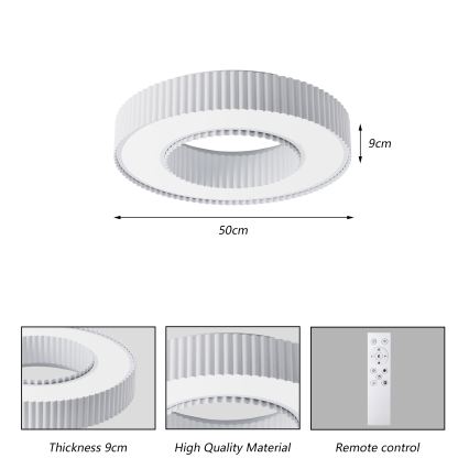 Brilagi - Plafoniera LED dimmerabile LUMIX LED/48W/230V 3000-6000K bianca Ø 50 cm + telecomando