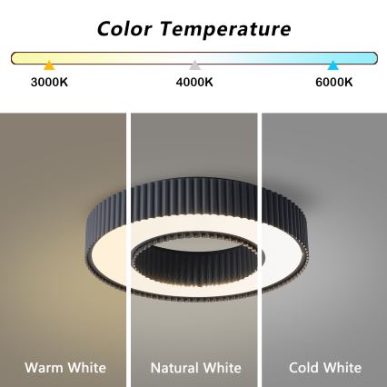 Brilagi - Plafoniera da soffitto dimmerabile a LED LUMIX LED/48W/230V 3000-6000K nero Ø 50 cm + telecomando