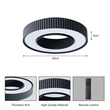 Brilagi - Plafoniera da soffitto dimmerabile a LED LUMIX LED/48W/230V 3000-6000K nero Ø 50 cm + telecomando