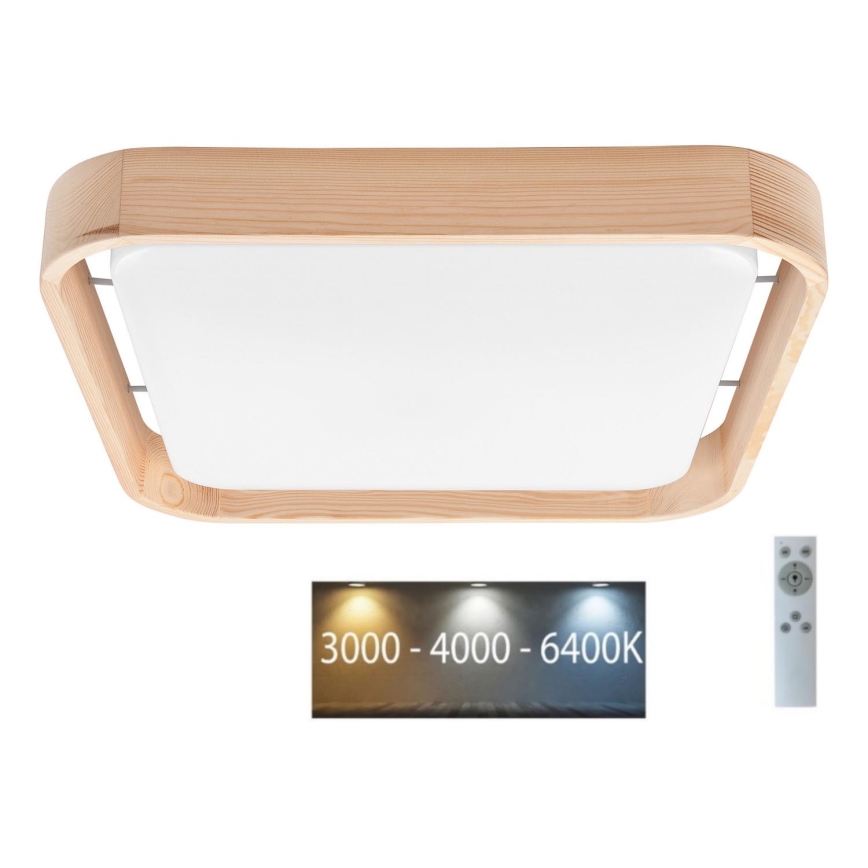 Brilagi - Plafoniera LED dimmerabile MANAROLA CUBIC, 24W/230V, 45x45 cm, temperatura colore regolabile 3000–6500K, finitura pino, con telecomando