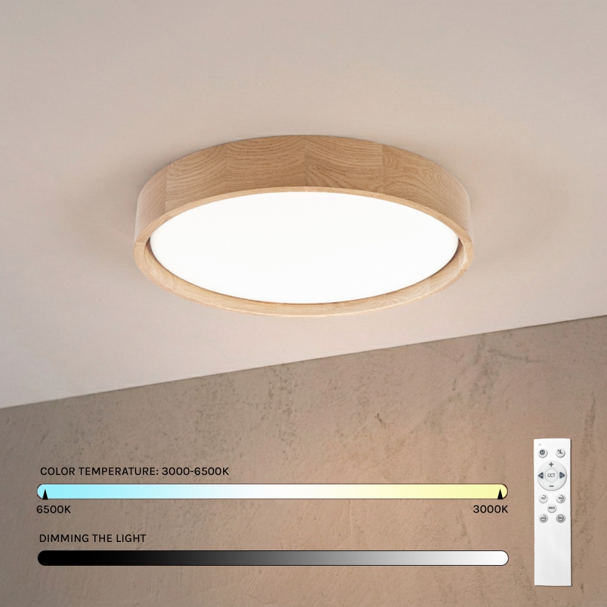 Brilagi - Plafoniera LED dimmerabile MANAROLA REMOTE LED/24W/230V 3000-6500K Ø 41 cm rovere + telecomando