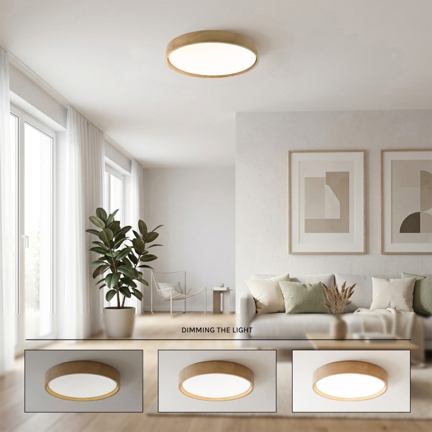 Brilagi - Plafoniera dimmerabile a LED MANAROLA REMOTE LED/36W/230V 3000-6500K Ø 51 cm rovere + telecomando