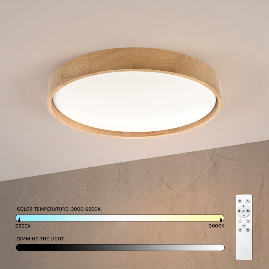 Brilagi - Plafoniera dimmerabile a LED MANAROLA REMOTE LED/36W/230V 3000-6500K Ø 51 cm rovere + telecomando