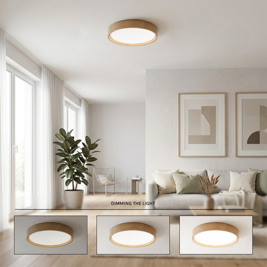 Brilagi - Plafoniera LED dimmerabile MANAROLA SMART STARS LED/24W/230V 3000-6000K Wi-Fi Tuya Beacon Ø 41 cm rovere + telecomando