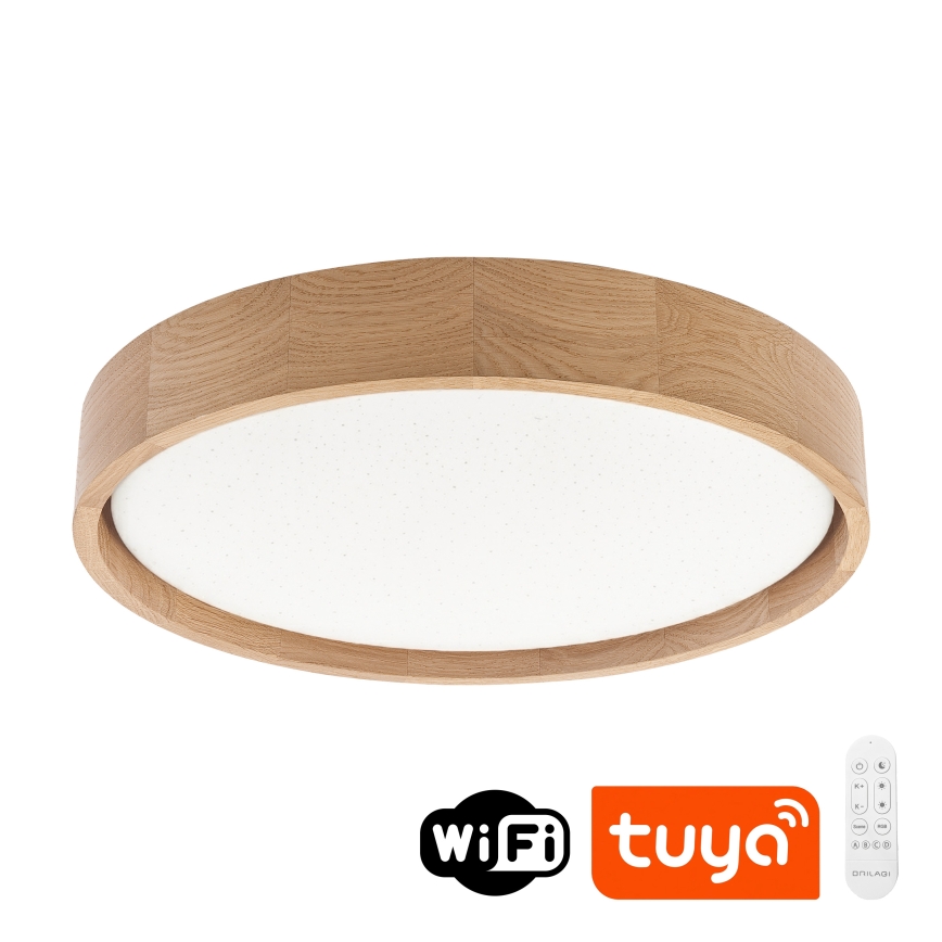 Brilagi - Plafoniera LED dimmerabile MANAROLA SMART STARS LED/24W/230V 3000-6000K Wi-Fi Tuya Beacon Ø 41 cm rovere + telecomando