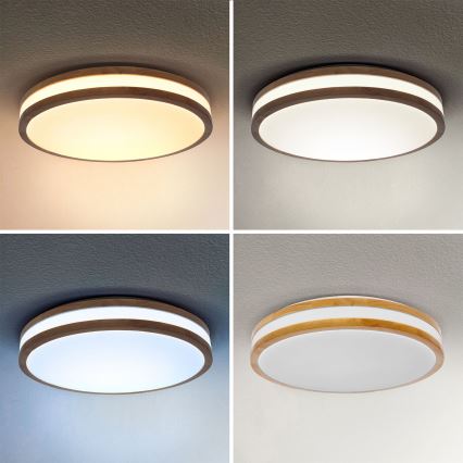 Brilagi - Plafoniera LED dimmerabile MOLINA LED/48W/230V 3000-6500K quercia diametro 38 cm + telecomando