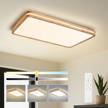 Brilagi - Plafoniera LED dimmerabile MOLINA SQUARE LED/128W/230V 3000-6000K rovere 90x60 cm + telecomando