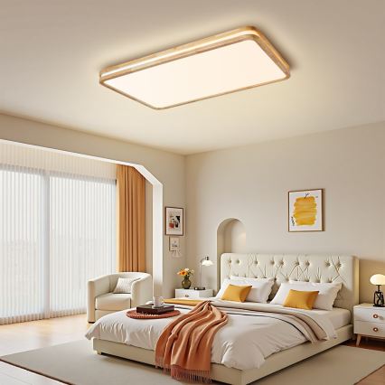 Brilagi - Plafoniera LED dimmerabile MOLINA SQUARE LED/128W/230V 3000-6000K rovere 90x60 cm + telecomando