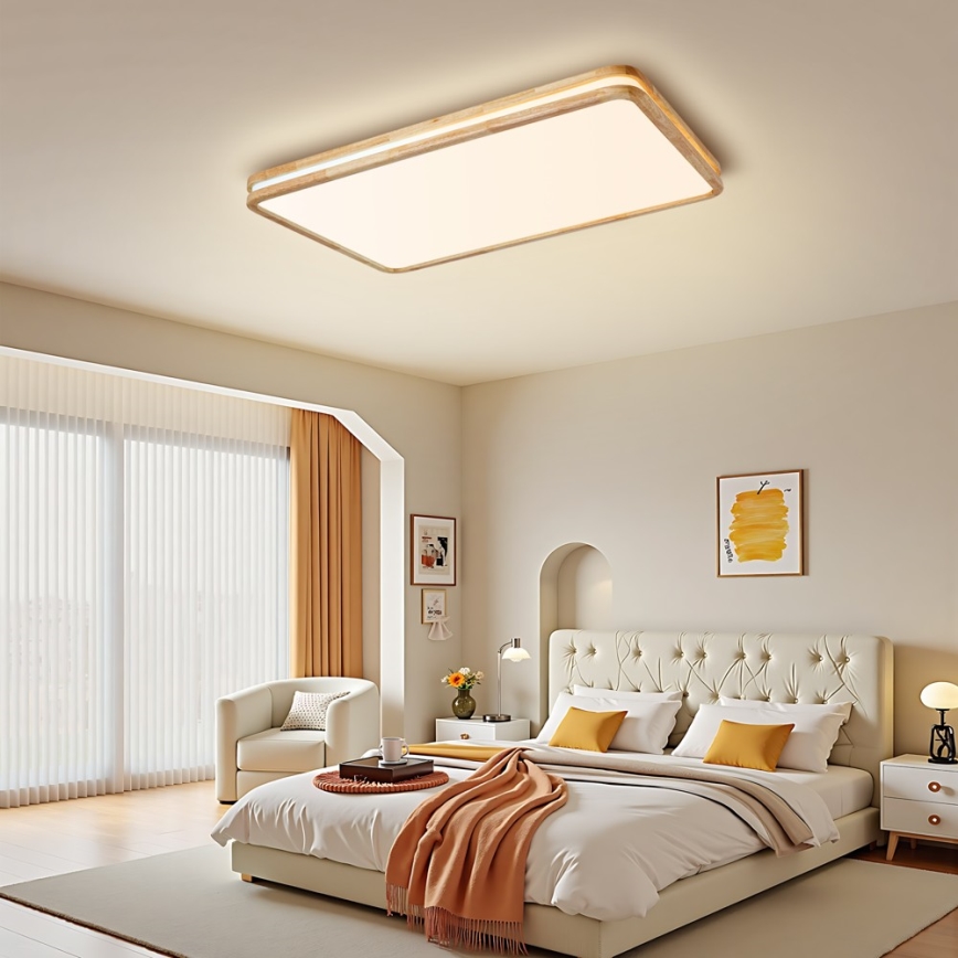 Brilagi - Plafoniera LED dimmerabile MOLINA SQUARE LED/128W/230V 3000-6000K rovere 90x60 cm + telecomando