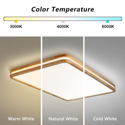 Brilagi - Plafoniera LED dimmerabile MOLINA SQUARE LED/128W/230V 3000-6000K rovere 90x60 cm + telecomando