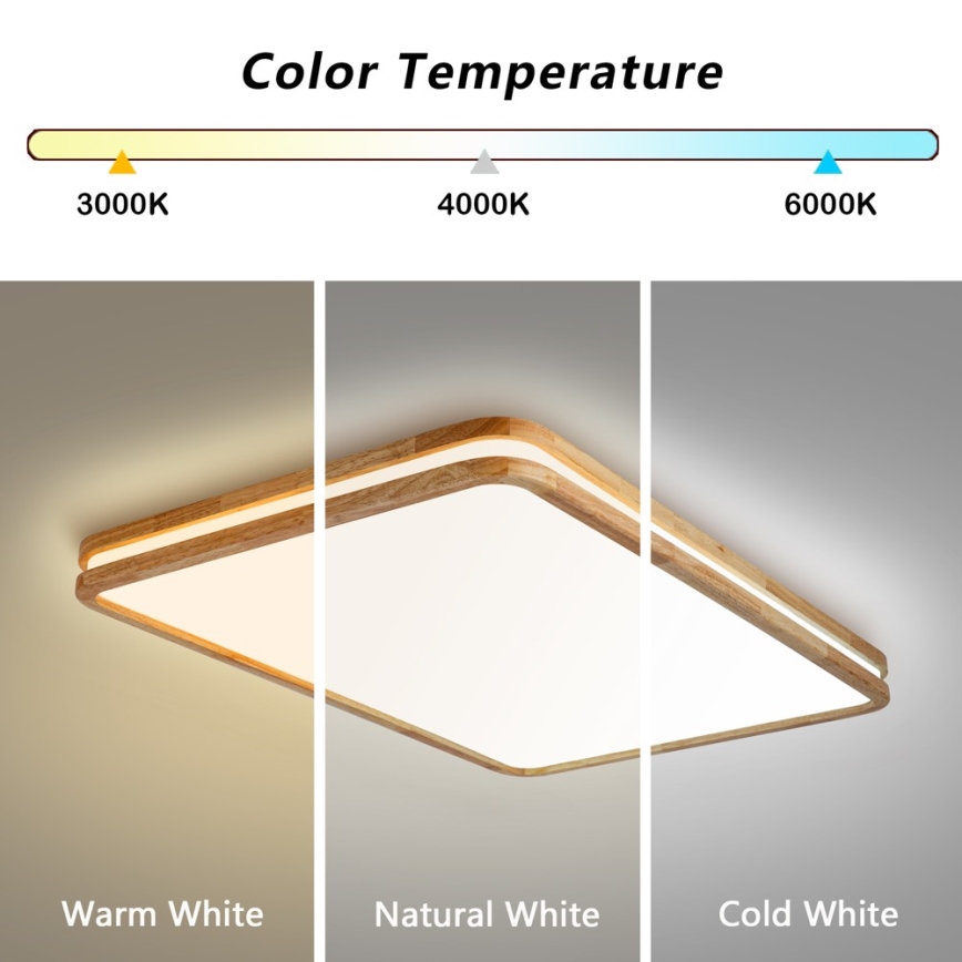 Brilagi - Plafoniera LED dimmerabile MOLINA SQUARE LED/128W/230V 3000-6000K rovere 90x60 cm + telecomando