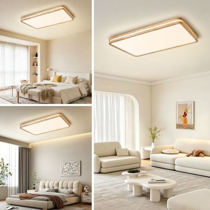 Brilagi - Plafoniera LED dimmerabile MOLINA SQUARE LED/128W/230V 3000-6000K rovere 90x60 cm + telecomando