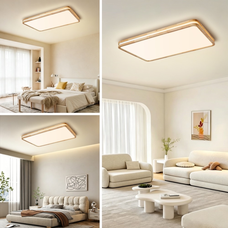 Brilagi - Plafoniera LED dimmerabile MOLINA SQUARE LED/128W/230V 3000-6000K rovere 90x60 cm + telecomando