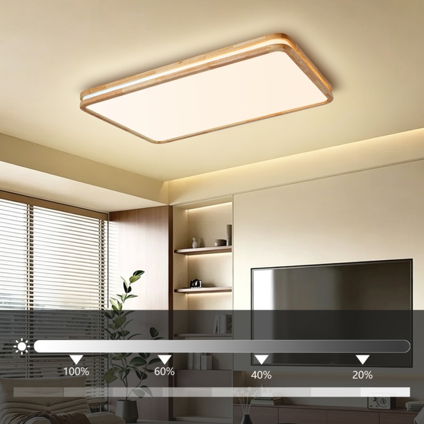 Brilagi - Plafoniera LED dimmerabile MOLINA SQUARE LED/128W/230V 3000-6000K rovere 90x60 cm + telecomando