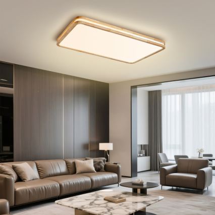 Brilagi - Plafoniera LED dimmerabile MOLINA SQUARE LED/128W/230V 3000-6000K rovere 90x60 cm + telecomando