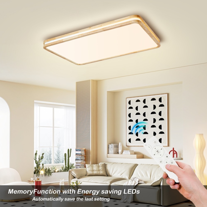 Brilagi - Plafoniera LED dimmerabile MOLINA SQUARE LED/128W/230V 3000-6000K rovere 90x60 cm + telecomando