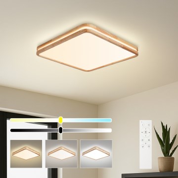 Brilagi - Plafoniera LED dimmerabile MOLINA SQUARE LED/80W/230V 3000-6000K rovere 60x60 cm + telecomando