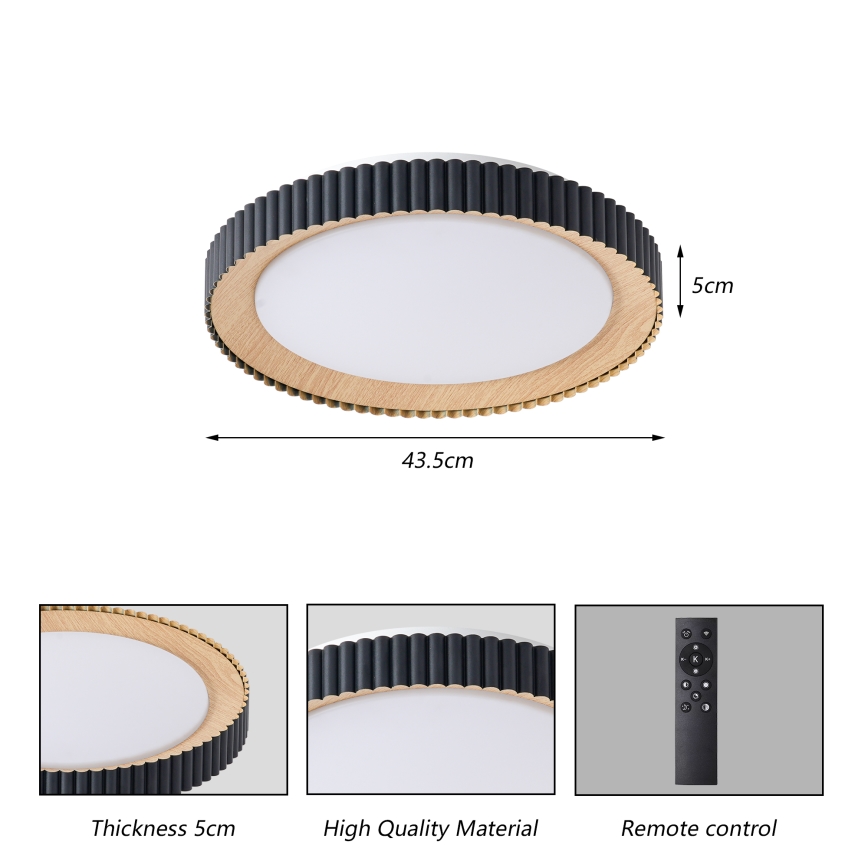 Brilagi - Plafoniera LED dimmerabile NEXO LED/48W/230V 3000-6000K nero diam. 43 cm + telecomando