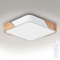 Brilagi - Plafoniera LED dimmerabile PILANA LED/48W/230V 3000-6500K rovere/bianco 42x42 cm + telecomando