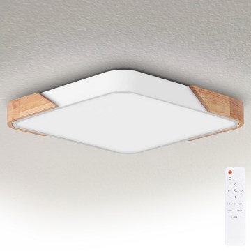Brilagi - Plafoniera LED dimmerabile PILANA LED/48W/230V 3000-6500K rovere/bianco 56x56 cm + telecomando