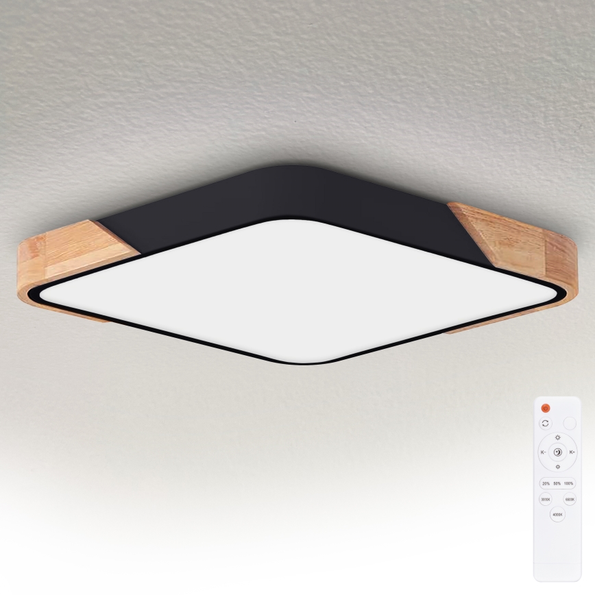 Brilagi - Plafoniera LED dimmerabile PILANA LED/48W/230V 3000-6500K rovere/nero 56x56 cm + telecomando