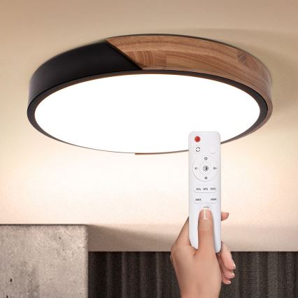 Brilagi - Plafoniera LED dimmerabile PILANA LED/48W/230V 3000-6500K quercia diametro 40 cm + telecomando