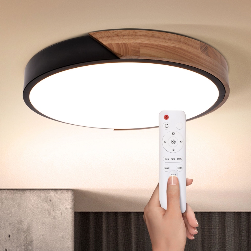 Brilagi - Plafoniera LED dimmerabile PILANA LED/48W/230V 3000-6500K quercia diametro 40 cm + telecomando