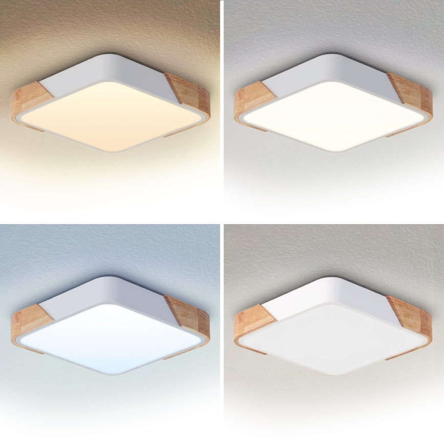 Brilagi - Plafoniera dimmerabile a LED PILANA LED/48W/230V 3000-6500K rovere/bianco 42x42 cm + telecomando