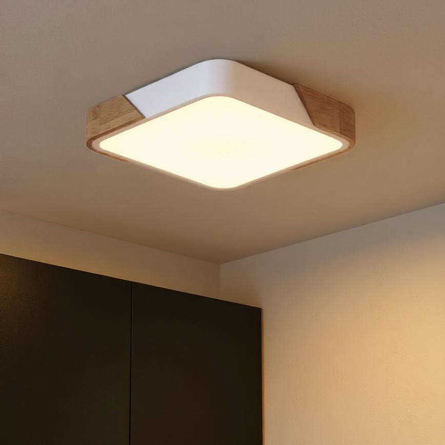 Brilagi - Plafoniera dimmerabile a LED PILANA LED/48W/230V 3000-6500K rovere/bianco 42x42 cm + telecomando