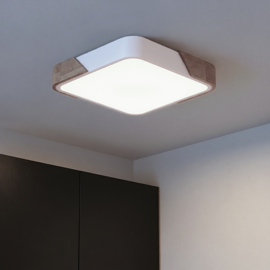 Brilagi - Plafoniera dimmerabile a LED PILANA LED/48W/230V 3000-6500K rovere/bianco 42x42 cm + telecomando