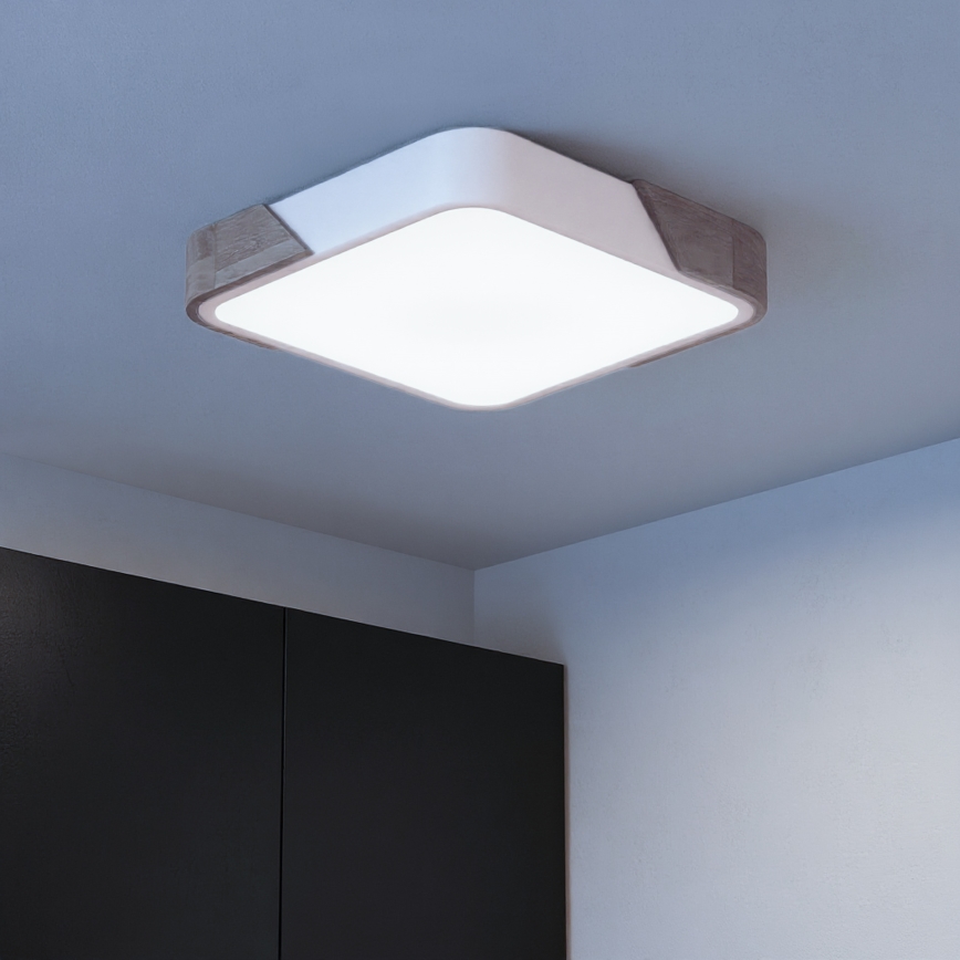 Brilagi - Plafoniera dimmerabile a LED PILANA LED/48W/230V 3000-6500K rovere/bianco 42x42 cm + telecomando