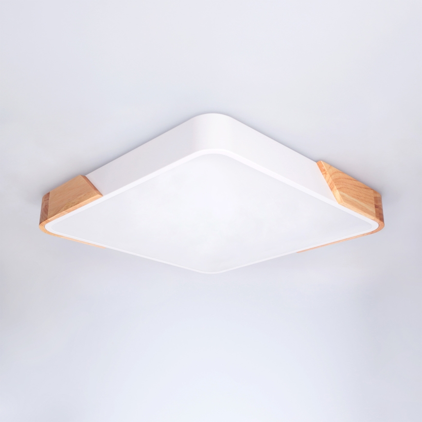 Brilagi - Plafoniera LED dimmerabile PILANA LED/48W/230V 3000-6500K rovere/bianco 42x42 cm + telecomando