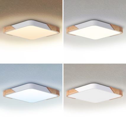 Brilagi - Plafoniera LED dimmerabile PILANA LED/48W/230V 3000-6500K rovere/bianco 56x56 cm + telecomando