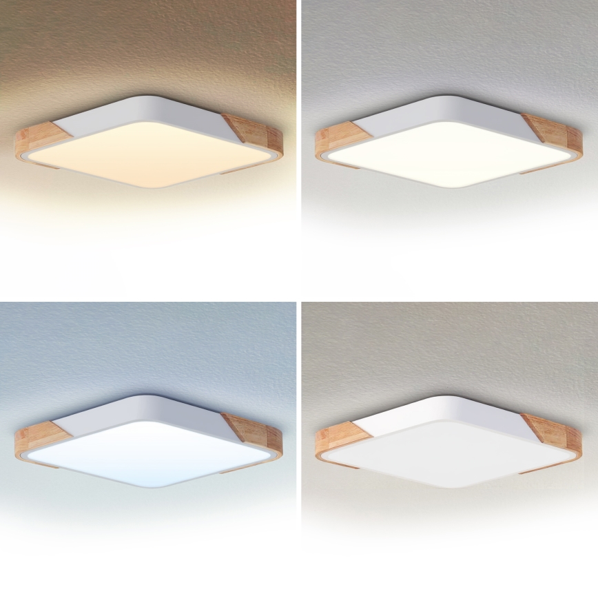 Brilagi - Plafoniera LED dimmerabile PILANA LED/48W/230V 3000-6500K rovere/bianco 56x56 cm + telecomando
