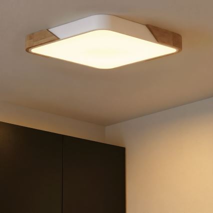 Brilagi - Plafoniera LED dimmerabile PILANA LED/48W/230V 3000-6500K rovere/bianco 56x56 cm + telecomando