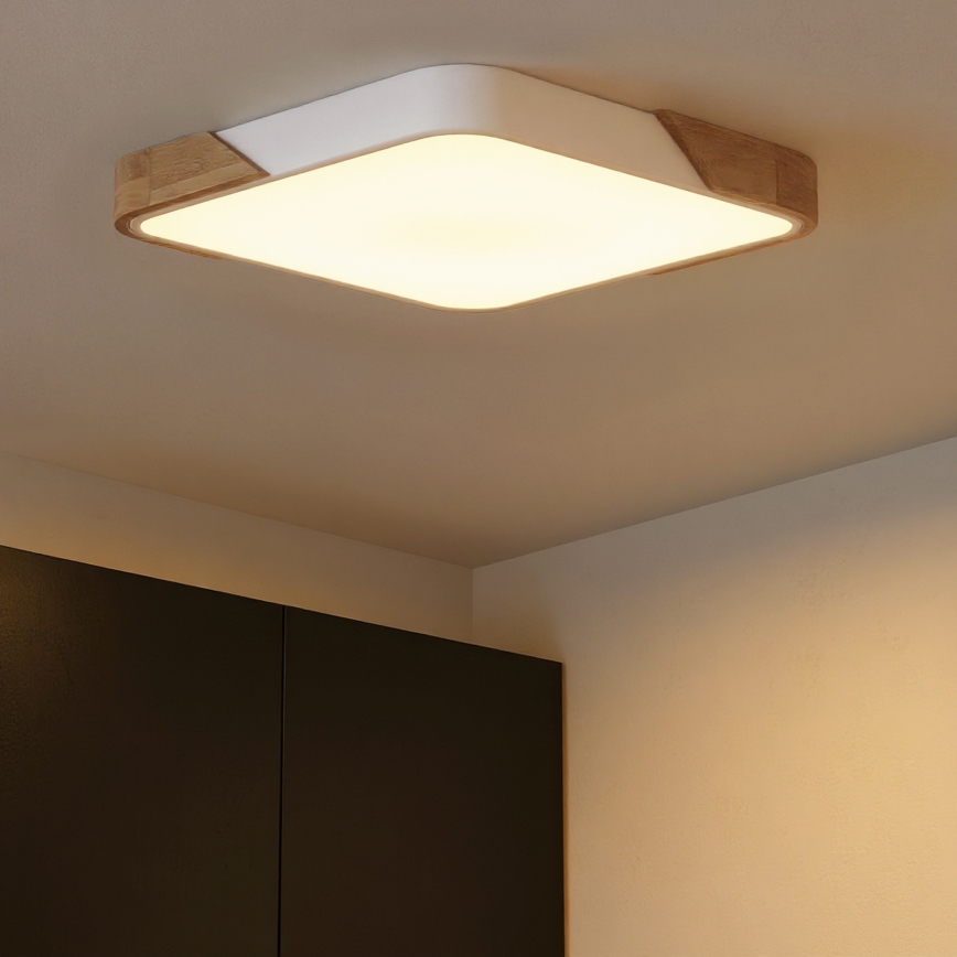 Brilagi - Plafoniera LED dimmerabile PILANA LED/48W/230V 3000-6500K rovere/bianco 56x56 cm + telecomando