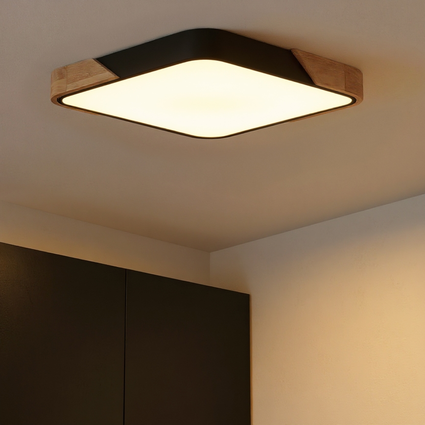 Brilagi - Plafoniera LED dimmerabile PILANA LED/48W/230V 3000-6500K rovere/nero 56x56 cm + telecomando
