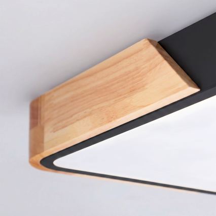 Brilagi - Plafoniera LED dimmerabile PILANA LED/48W/230V 3000-6500K rovere/nero 56x56 cm + telecomando