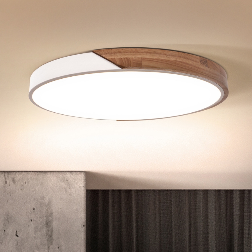 Brilagi - Plafoniera LED dimmerabile PILANA LED/60W/230V 3000-6500K rovere/bianco Ø 60 cm + telecomando