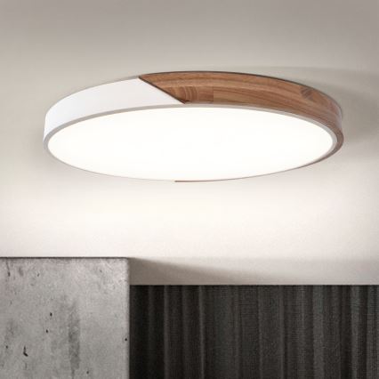 Brilagi - Plafoniera LED dimmerabile PILANA LED/60W/230V 3000-6500K rovere/bianco Ø 60 cm + telecomando