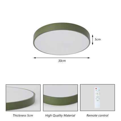 Brilagi - plafoniera LED dimmerabile POOL LED/36W/230V 3000-6000K Ø 30 cm verde + telecomando