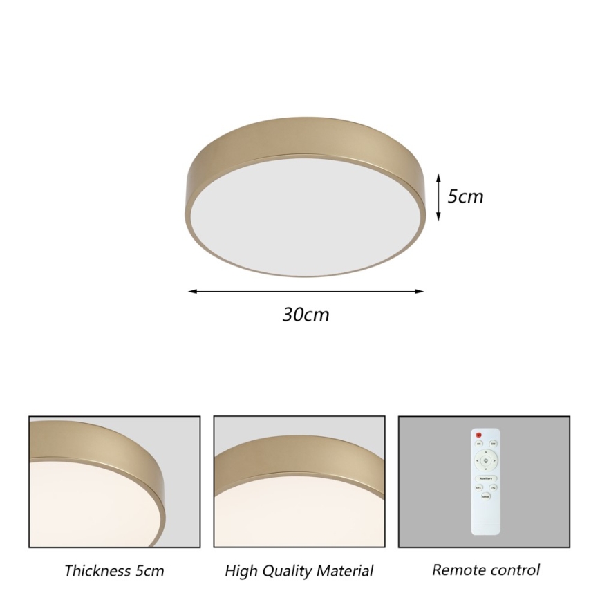 Brilagi - Plafoniera LED dimmerabile POOL LED/36W/230V 3000-6000K Ø 30 cm dorata + telecomando