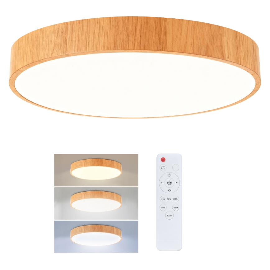 Brilagi - Plafoniera LED dimmerabile POOL LED/50W/230V 3000-6000K Ø 40 cm finitura effetto legno + telecomando